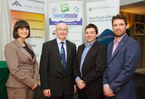 Sendmode CEO, John McNamara and Marketing Manager, Aine Doherty pictured with Michael Tunney, DCEB and Denis Finnegan, Finn Media